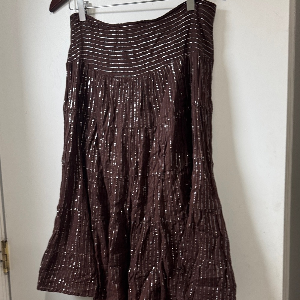 Fashion Magazine Chocolate Sequin A-Line Skirt